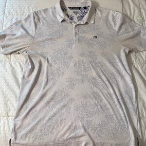 Travis Mathew Golf Polo pineapple pattern, lt gray/purple Size XL, Preowned